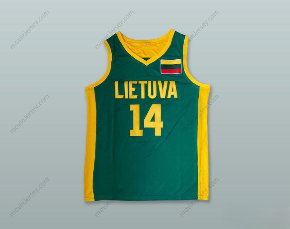 CUSTOM ANY Name Number JONAS VALANCIUNAS 14 LITHUANIA LIETUVA GREEN BASKETBALL JERSEY Top Stitched S-6XL