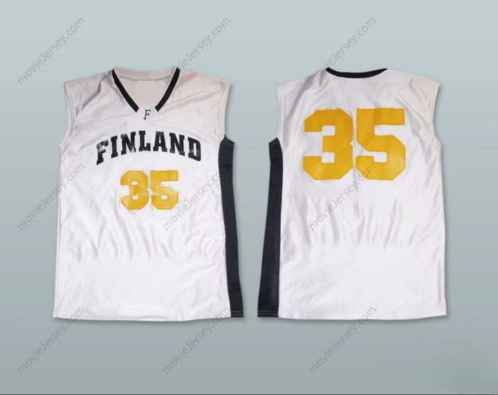 CUSTOM ANY Name Number FINLAND 35 WHITE BASKETBALL JERSEY Top Stitched S-6XL