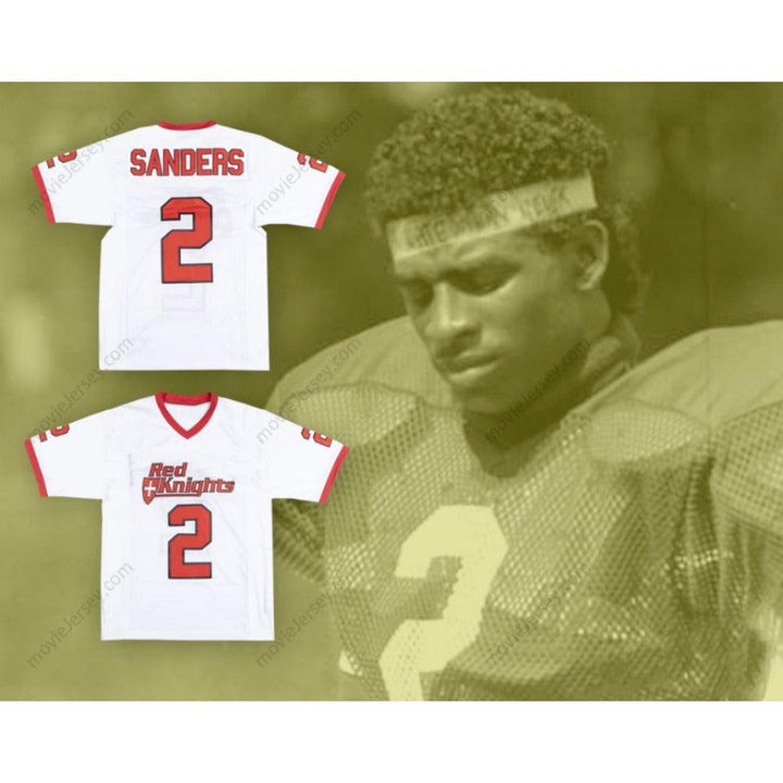 CUSTOM ANY Name Number DEION SANDERS 2 NORTH FORT MYERS HIGH SCHOOL RED KNIGHTS WHITE FOOTBALL JERSEY Top Stitched S-6XL