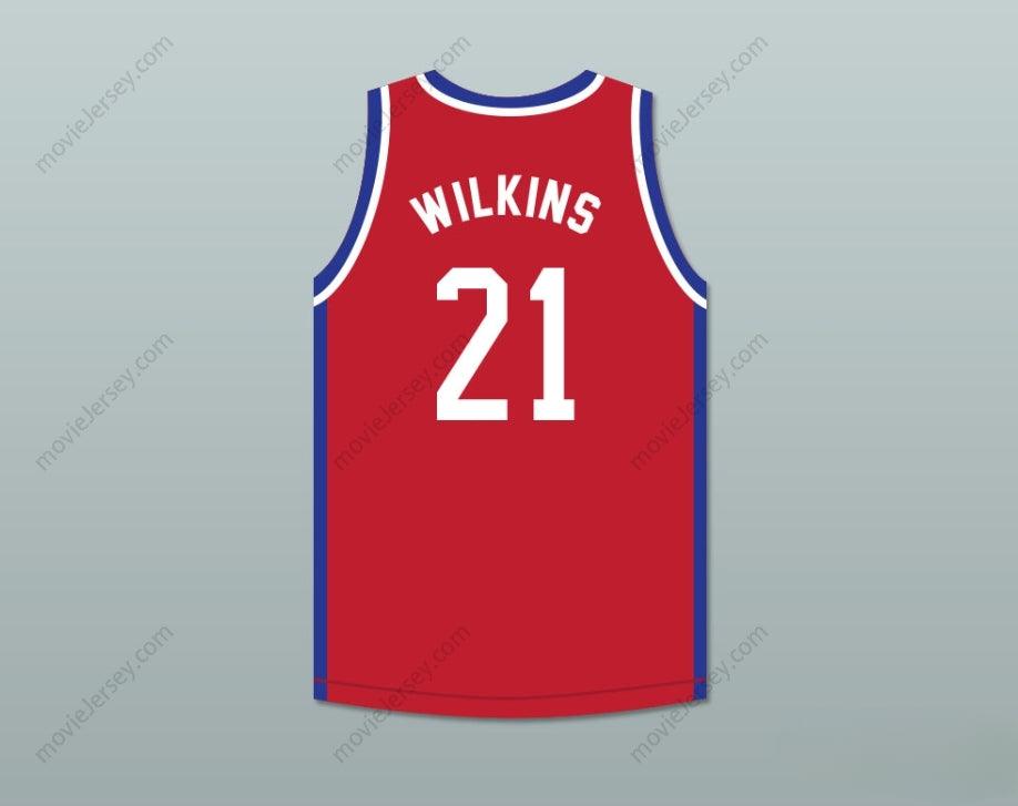CUSTOM ANY Name Number DOMINIQUE WILKINS 21 LARRY'S GAME RED BASKETBALL JERSEY 1988 CHARITY EVENT Top Stitched S-6XL