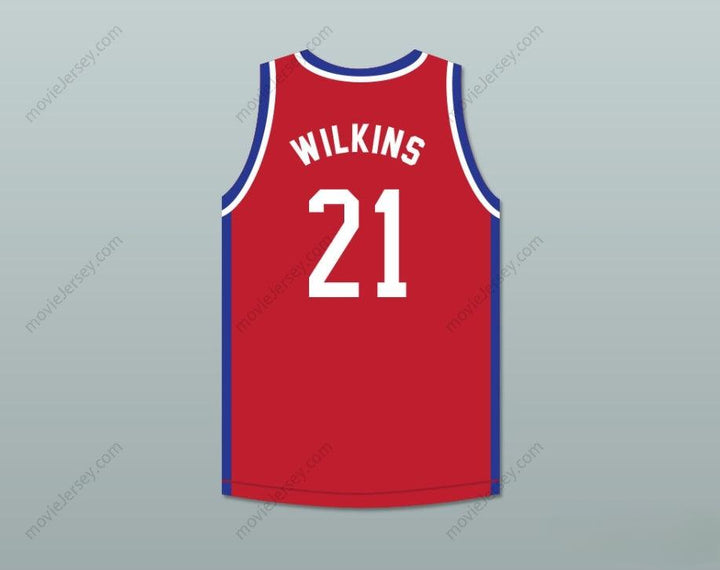 CUSTOM ANY Name Number DOMINIQUE WILKINS 21 LARRY'S GAME RED BASKETBALL JERSEY 1988 CHARITY EVENT Top Stitched S-6XL