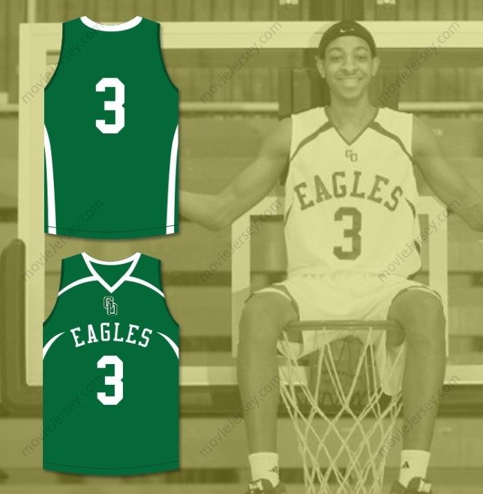 CUSTOM ANY Name Number CJ MCCOLLUM 3 GLENOAK HIGH SCHOOL GOLDEN  GREEN BASKETBALL JERSEY Top Stitched S-6XL