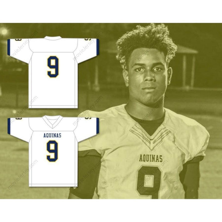 CUSTOM ANY Name Number ELIJAH MOORE 9   AQUINAS HIGH SCHOOL RAIDERS Football Jersey Top Stitched S-6XL