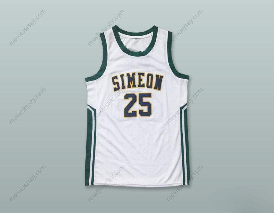 CUSTOM ANY Name Number DERRICK ROSE 25 SIMEON CAREER ACADEMY WOLVERINES WHITE BASKETBALL JERSEY Top Stitched S-6XL