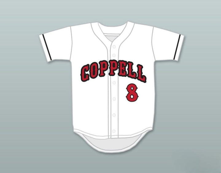 Custom Any Name Number COREY KLUBER 8  HIGH SCHOOL COWBOYS WHITE BASEBALL JERSEY 2 Top Stitched S-6XL