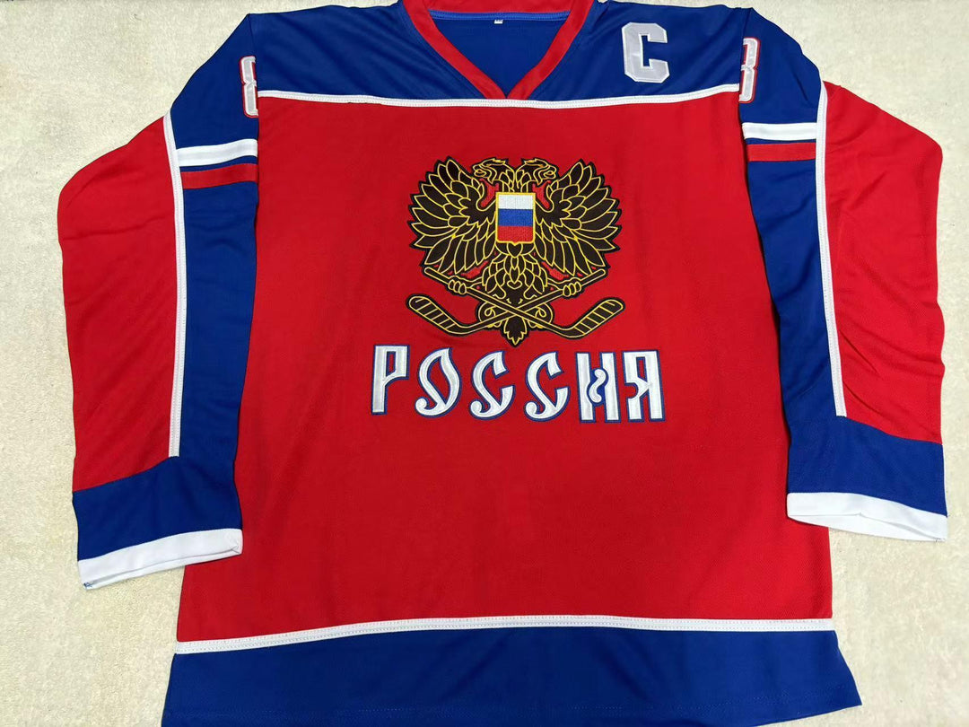 Custom Any Name Number ALEXANDER OVECHKIN 8 RUSSIA NATIONAL TEAM RED HOCKEY JERSEY Stitched Top Stitched S-6XL