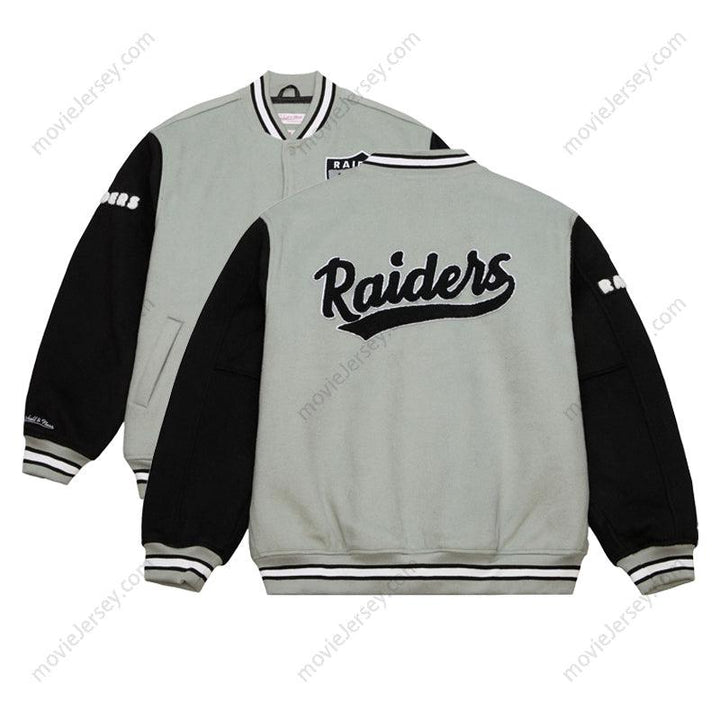 Mens Black Oakland Raiders Gridiron Classics Team Legacy Full-Snap Varsity Jacket