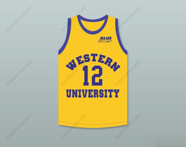 CUSTOM ANY Name Number ACTION BRONSON 12   YELLOW BASKETBALL JERSEY WITH BLUE CHIPS PATCH Top Stitched S-6XL