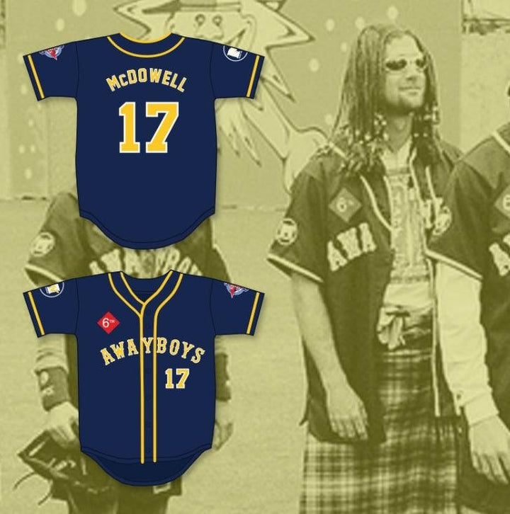 Custom Any Name Number ROGER MCDOWELL 17 AWAYBOYS BASEBALL JERSEY 6TH ANNUAL ROCK N' JOCK SOFTBALL CHALLENGE 1995 Top Stitched S-6XL