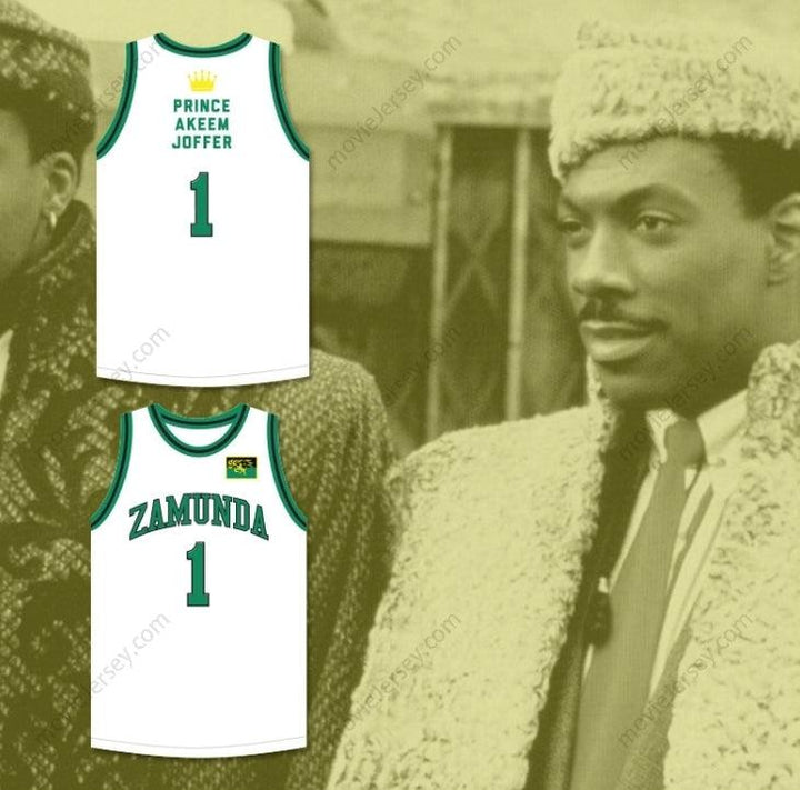 CUSTOM ANY Name Number PRINCE AKEEM JOFFER 1 FICTIONAL AFRICAN COUNTRY WHITE BASKETBALL JERSEY WITH FLAG PATCH Top Stitched S-6XL