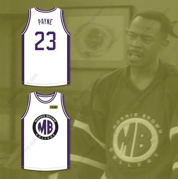 CUSTOM ANY Name Number MARTIN PAYNE 23 MORRIS BROWN COLLEGE WHITE BASKETBALL JERSEY WITH MARTIN PATCH Top Stitched S-6XL