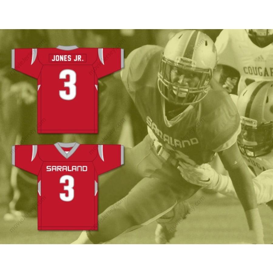 CUSTOM ANY Name Number VELUS JONES JR. 3 SARALAND HIGH SCHOOL SPARTANS Football Jersey Top Stitched S-6XL