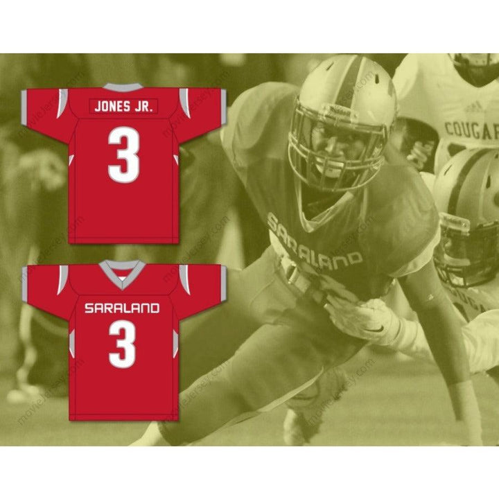 CUSTOM ANY Name Number VELUS JONES JR. 3 SARALAND HIGH SCHOOL SPARTANS Football Jersey Top Stitched S-6XL