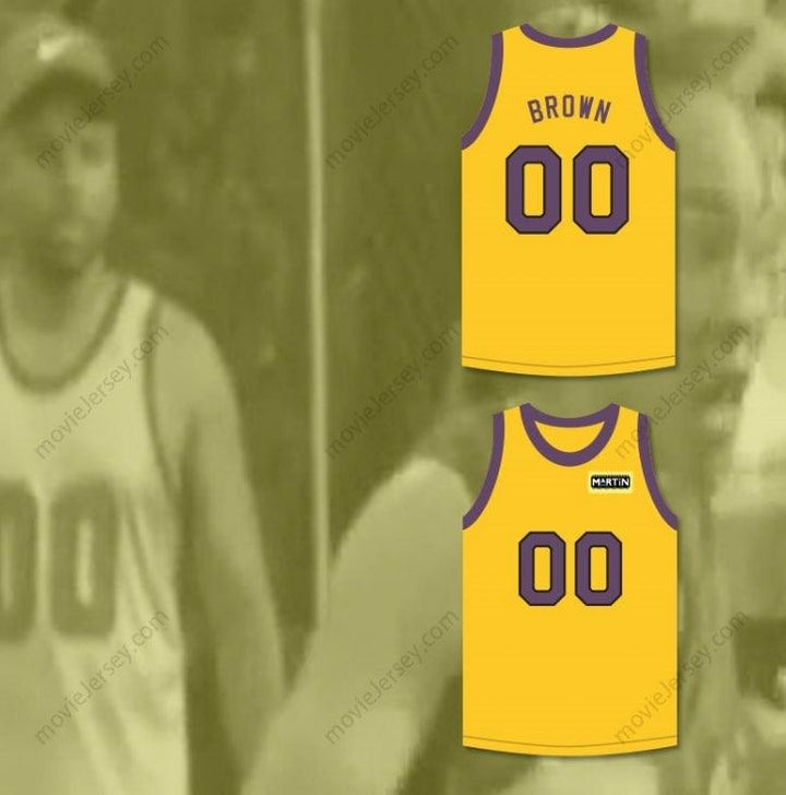 CUSTOM ANY Name Number COLE BROWN 00 YELLOW BASKETBALL JERSEY WITH MARTIN PATCH Top Stitched S-6XL
