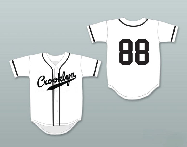 Custom Any Name Number CROOKLYN BLACK ON WHITE BASEBALL JERSEY ANY NAME OR NUMBER Top Stitched S-6XL