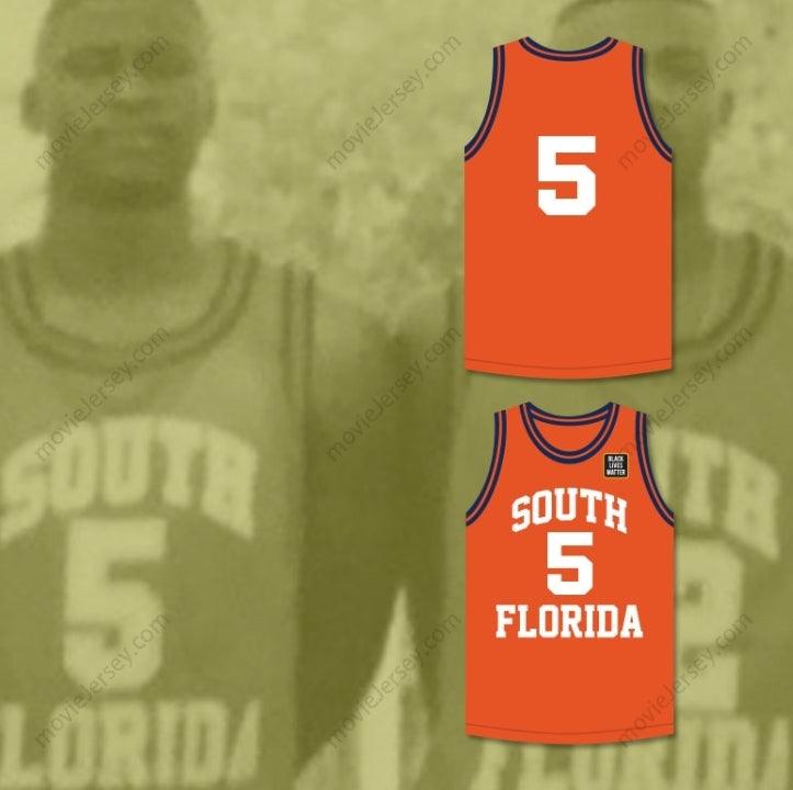 CUSTOM ANY Name Number GEORGE FLOYD 5 SOUTH   COLLEGE PANTHERS ORANGE BASKETBALL JERSEY WITH BLM PATCH Top Stitched S-6XL