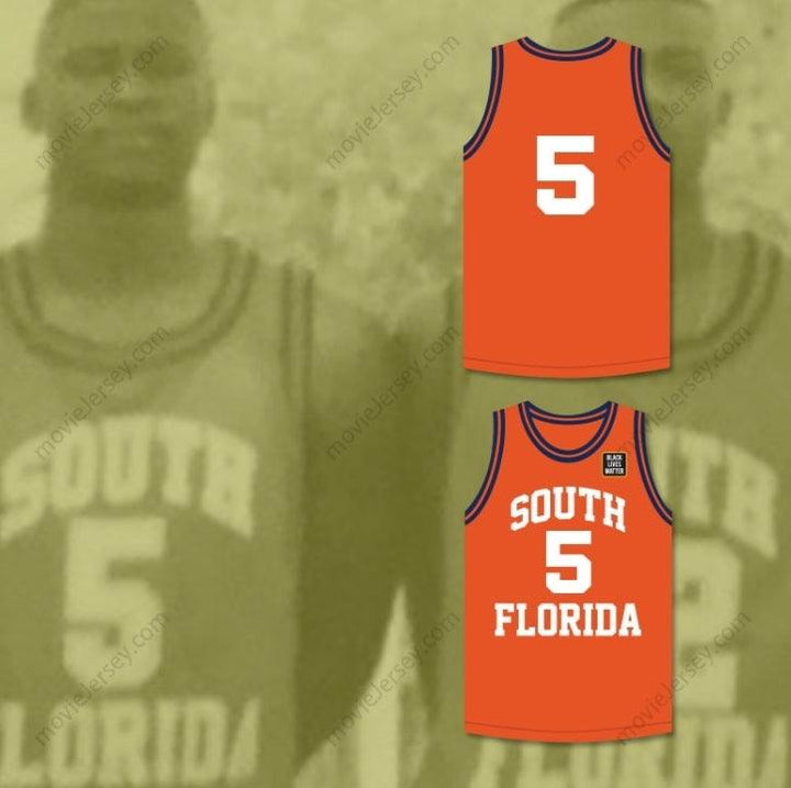 CUSTOM ANY Name Number GEORGE FLOYD 5 SOUTH   COLLEGE PANTHERS ORANGE BASKETBALL JERSEY WITH BLM PATCH Top Stitched S-6XL