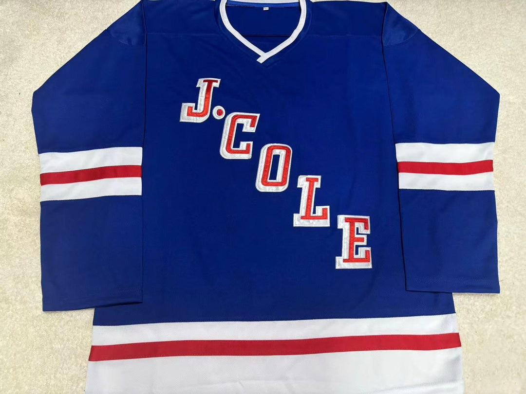 Custom Any Name Number J. COLE 14 FOREST HILLS DRIVE BLUE HOCKEY JERSEY Stitched Top Stitched S-6XL