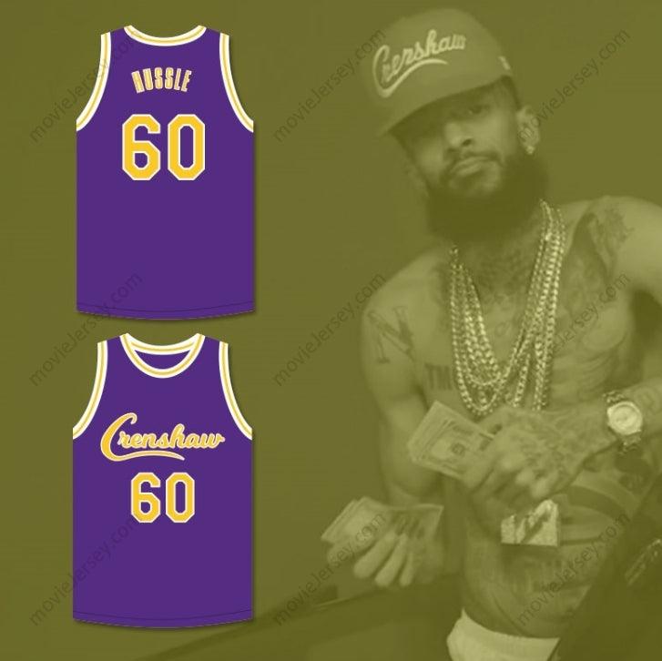 CUSTOM ANY Name Number NIPSEY HUSSLE 60 CRENSHAW PURPLE BASKETBALL JERSEY 1 Top Stitched S-6XL