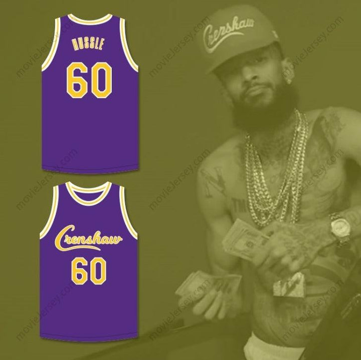 CUSTOM ANY Name Number NIPSEY HUSSLE 60 CRENSHAW PURPLE BASKETBALL JERSEY 1 Top Stitched S-6XL