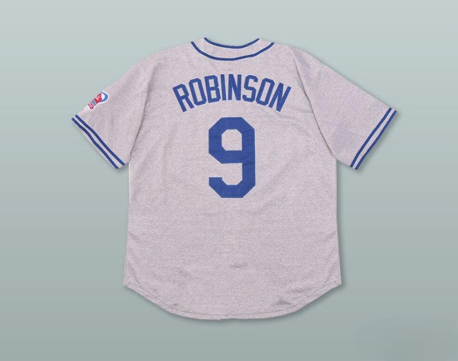 Custom Any Name Number JACKIE ROBINSON 9 MONTREAL ROYALS GRAY BUTTON DOWN BASEBALL JERSEY Top Stitched S-6XL