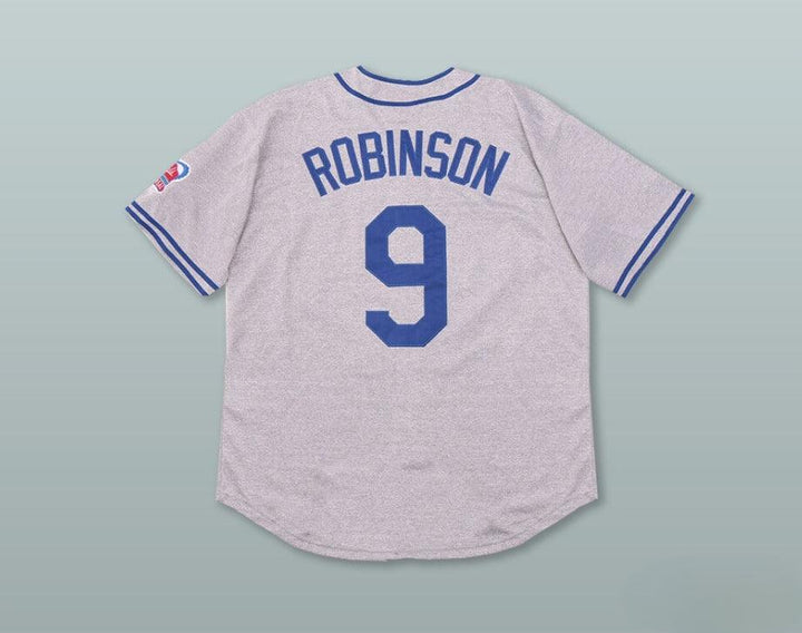 Custom Any Name Number JACKIE ROBINSON 9 MONTREAL ROYALS GRAY BUTTON DOWN BASEBALL JERSEY Top Stitched S-6XL