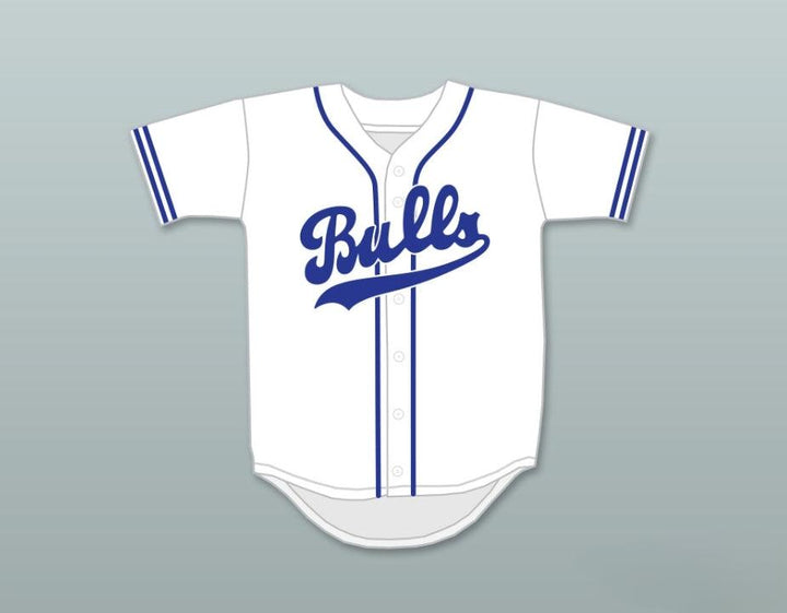 Custom Any Name Number CRASH DAVIS 8  RETRO BUTTON DOWN WHITE BASEBALL JERSEY Top Stitched S-6XL