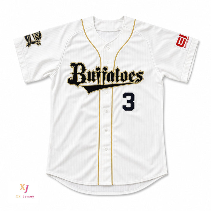 Custom Any Name Number LEE S.Y. 3 ORIX BUFFALOES BASEBALL JERSEY WITH PATCHES Top Stitched S-6XL