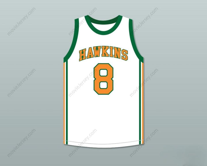 CUSTOM ANY Name Number LUCAS SINCLAIR 8 HAWKINS HIGH SCHOOL TIGERS WHITE BASKETBALL JERSEY 2 Top Stitched S-6XL