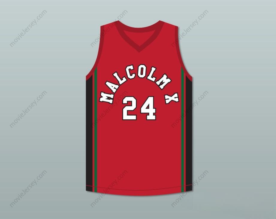 CUSTOM ANY Name Number MALCOLM X 24 RED BASKETBALL JERSEY Top Stitched S-6XL