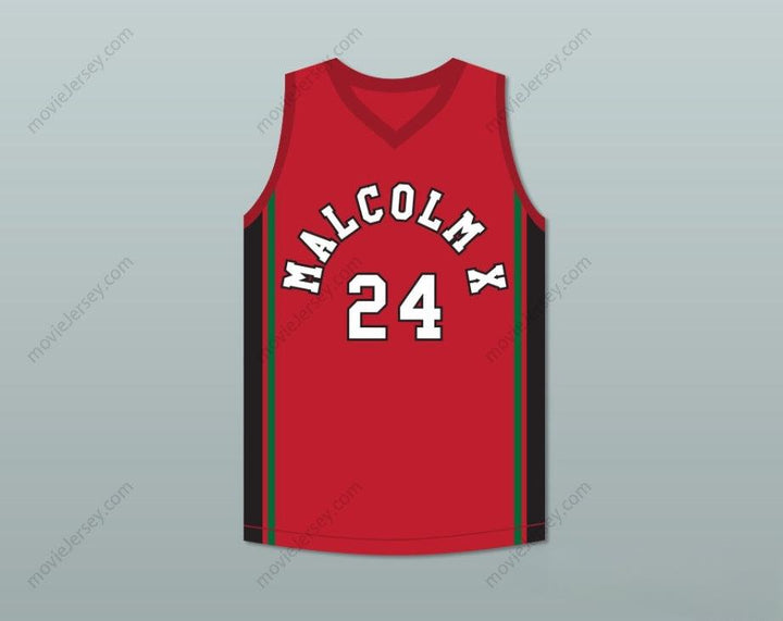 CUSTOM ANY Name Number MALCOLM X 24 RED BASKETBALL JERSEY Top Stitched S-6XL