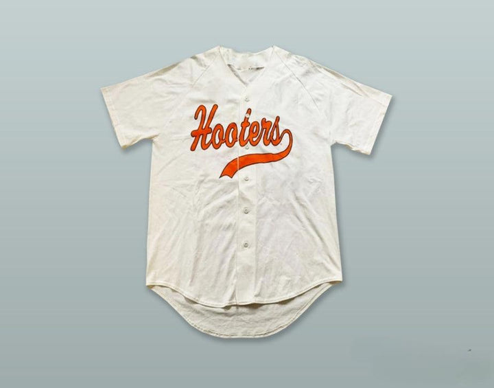 Custom Any Name Number HOOTERS WHITE BUTTON DOWN BASEBALL JERSEY Top Stitched S-6XL