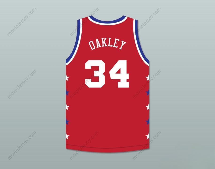 CUSTOM ANY Name Number CHARLES OAKLEY 34 MAGIC JOHNSON ALL STAR GAME RED BASKETBALL JERSEY 1990 MIDSUMMER NIGHT'S MAGIC CHARITY EVENT Top Stitched S-6XL