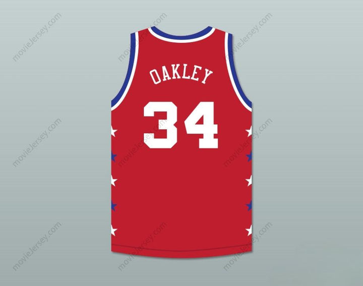 CUSTOM ANY Name Number CHARLES OAKLEY 34 MAGIC JOHNSON ALL STAR GAME RED BASKETBALL JERSEY 1990 MIDSUMMER NIGHT'S MAGIC CHARITY EVENT Top Stitched S-6XL