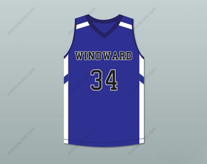 CUSTOM ANY Name Number SHAREEF O'NEAL 34 WINDWARD SCHOOL WILDCATS BLUE BASKETBALL JERSEY 2 Top Stitched S-6XL