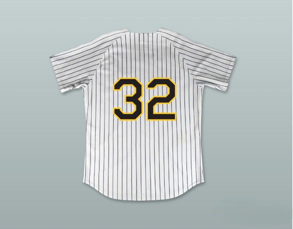 Custom Any Name Number RUBE BAKER 32 BUZZ WHITE PINSTRIPED BASEBALL JERSEY MAJOR LEAGUE: BACK TO THE MINORS Top Stitched S-6XL