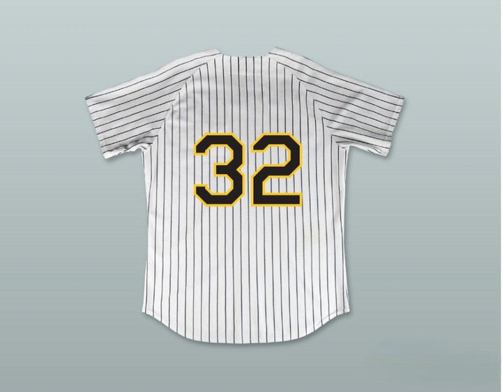 Custom Any Name Number RUBE BAKER 32 BUZZ WHITE PINSTRIPED BASEBALL JERSEY MAJOR LEAGUE: BACK TO THE MINORS Top Stitched S-6XL