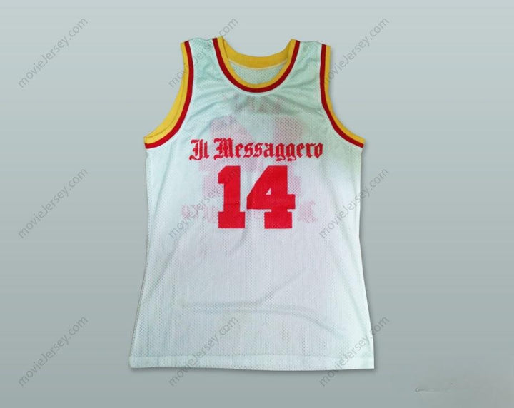CUSTOM ANY Name Number DINO RADJA 14 MESSAGGERO ROMA WHITE BASKETBALL JERSEY Top Stitched S-6XL