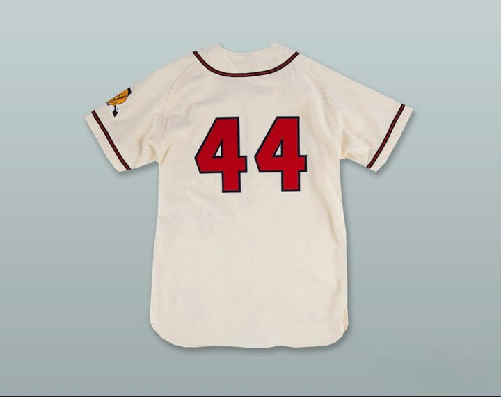 Custom Any Name Number HANK AARON 44  BRAVES ZIP UP WHITE BASEBALL JERSEY Top Stitched S-6XL