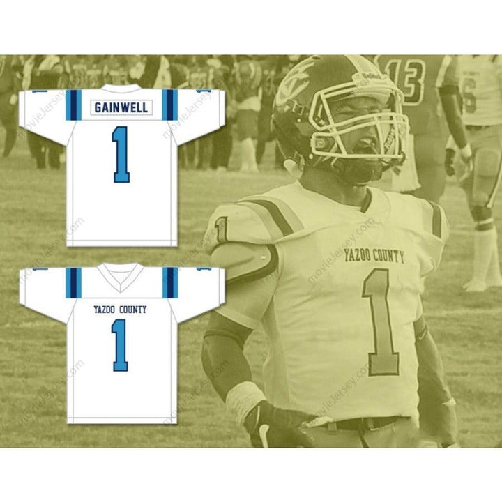 CUSTOM ANY Name Number KENNETH GAINWELL 1 YAZOO COUNTY HIGH SCHOOL PANTHERS FOOTBALL JERSEY Top Stitched S-6XL