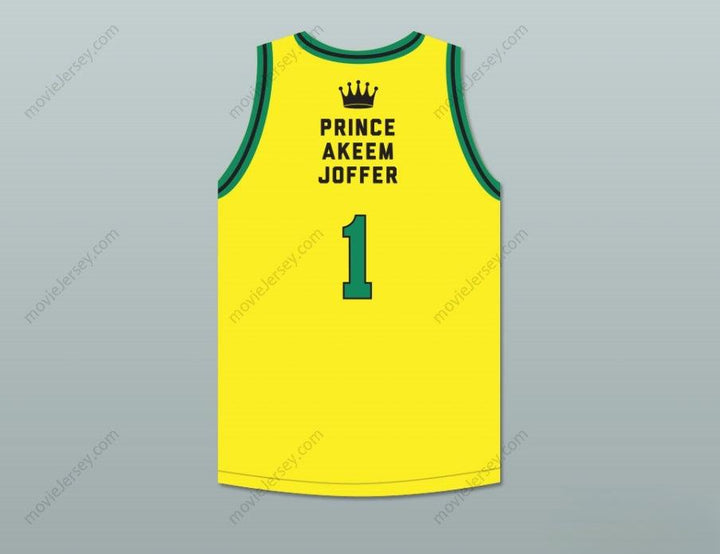 CUSTOM ANY Name Number PRINCE AKEEM JOFFER 1 FICTIONAL AFRICAN COUNTRY YELLOW BASKETBALL JERSEY WITH FLAG PATCH Top Stitched S-6XL