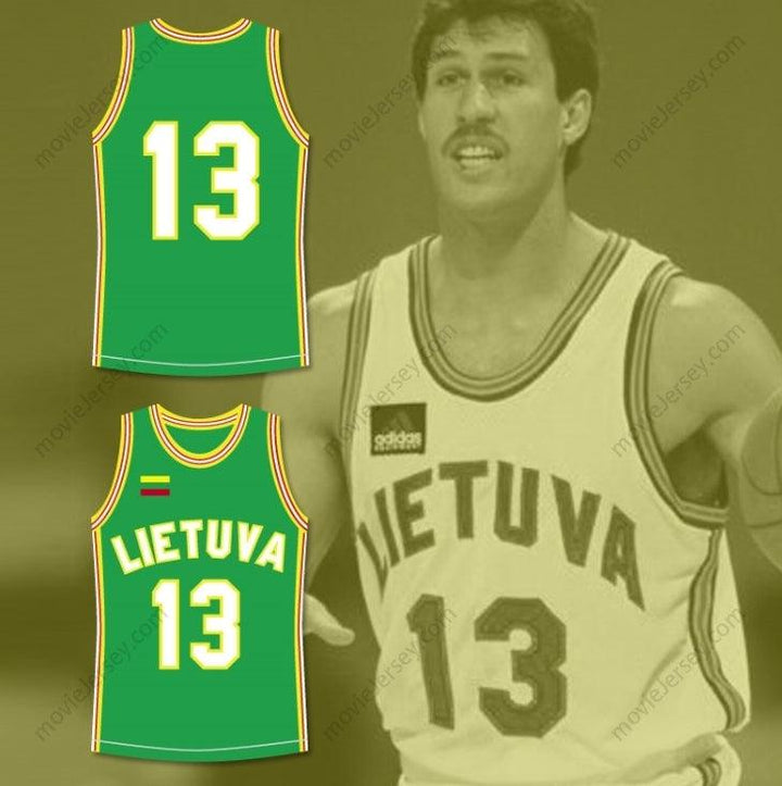 CUSTOM ANY Name Number SARUNAS MARCIULIONIS 13 LITHUANIA BASKETBALL JERSEY STITCH SEWN Top Stitched S-6XL