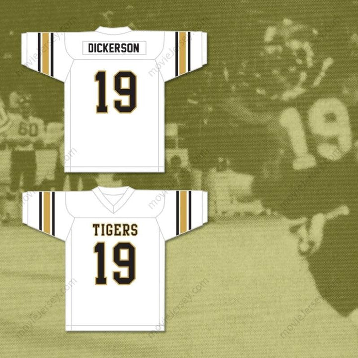 CUSTOM ANY Name Number ERIC DICKERSON 19 SEALY HIGH SCHOOL TIGERS WHITE FOOTBALL JERSEY Top Stitched S-6XL