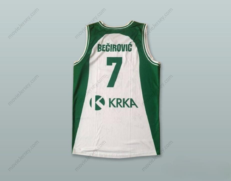 CUSTOM ANY Name Number ADAM SANI BECIROVIC 7 KK KRKA NOVO MESTO SLOVENIA WHITE BASKETBALL JERSEY Top Stitched S-6XL