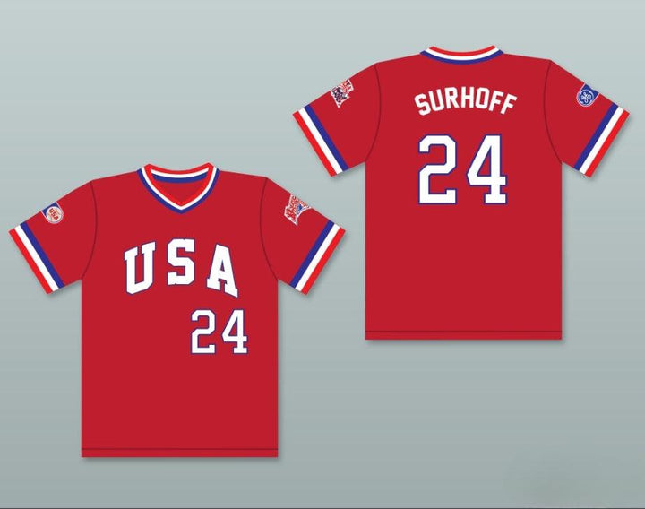 Custom Any Name Number B.J. SURHOFF 24 1984 USA TEAM RED BASEBALL JERSEY Top Stitched S-6XL