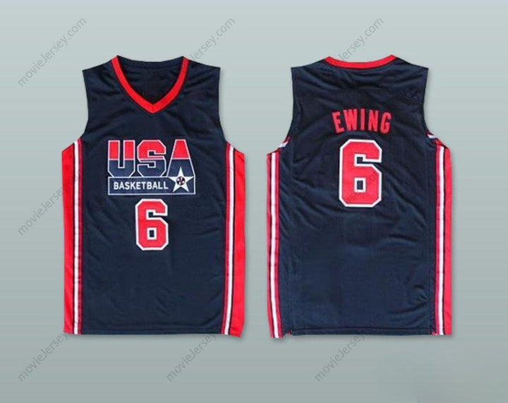 CUSTOM ANY Name Number PATRICK EWING 6 USA TEAM AWAY BASKETBALL JERSEY Top Stitched S-6XL