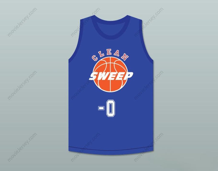 CUSTOM ANY Name Number ERNEST P. WORRELL 0 CLEAN SWEEP BLUE BASKETBALL JERSEY SLAM DUNK ERNEST 1 Top Stitched S-6XL