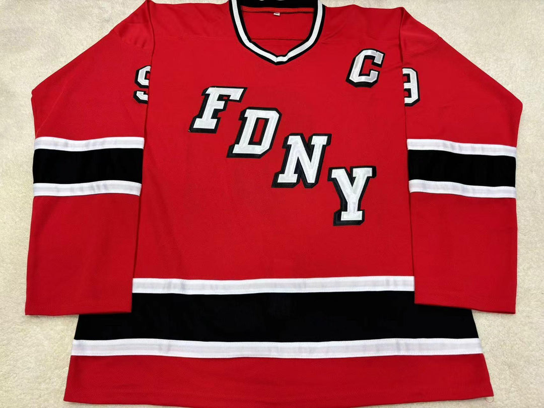 Custom Any Name Number FDNY BRAVEST 9 RED HOCKEY JERSEY Stitched Top Stitched S-6XL