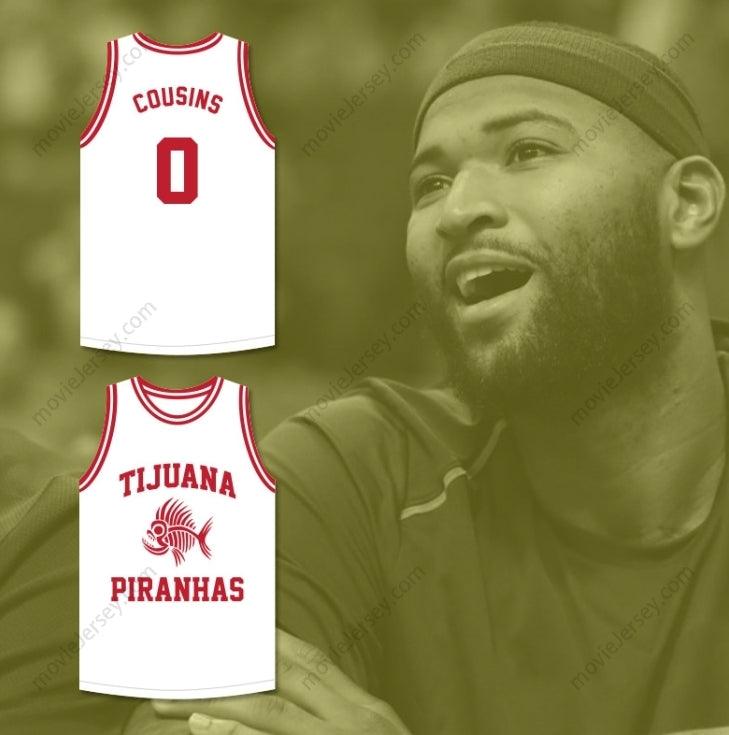 CUSTOM ANY Name Number DEMARCUS COUSINS 0 TIJUANA PIRANHAS WHITE BASKETBALL JERSEY MEXICAN EXPANSION TEAM Top Stitched S-6XL
