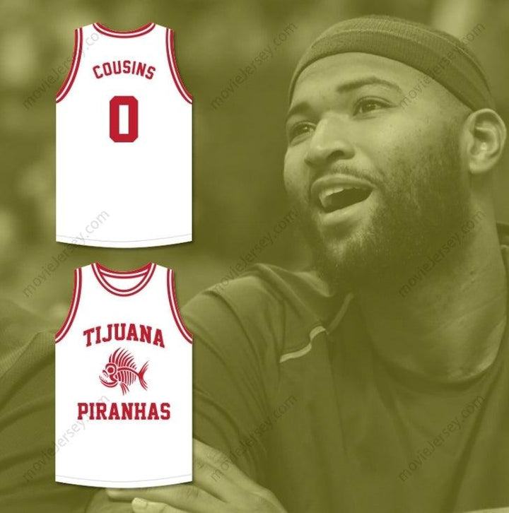 CUSTOM ANY Name Number DEMARCUS COUSINS 0 TIJUANA PIRANHAS WHITE BASKETBALL JERSEY MEXICAN EXPANSION TEAM Top Stitched S-6XL